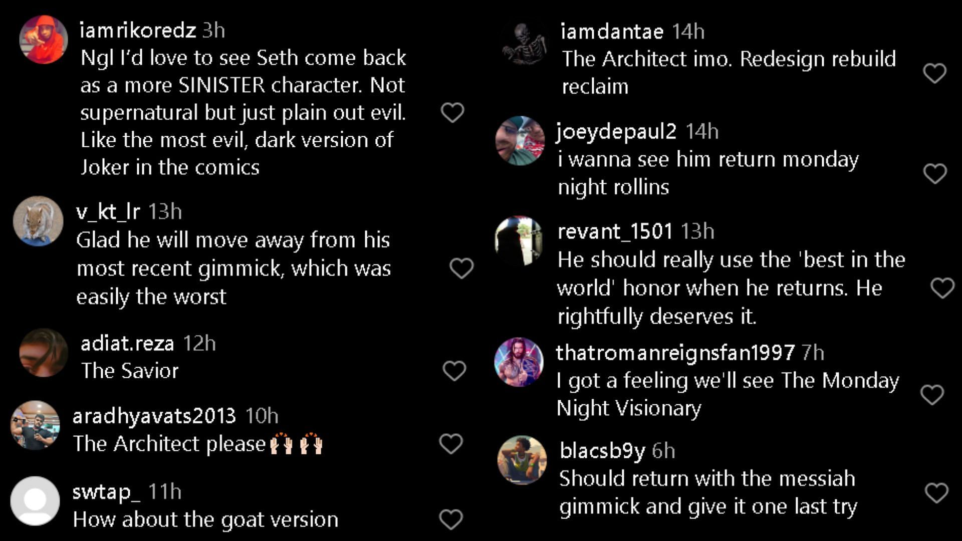 Comments on the Instagram post.